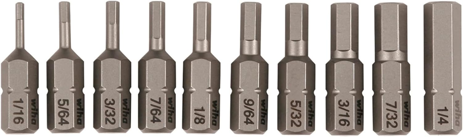 Wiha 72596 10 Piece Bit Set Hex Inch Supply