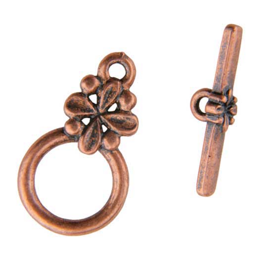 Copper Plate Toggle Clasp – Circle Flower – 1 Set Sale
