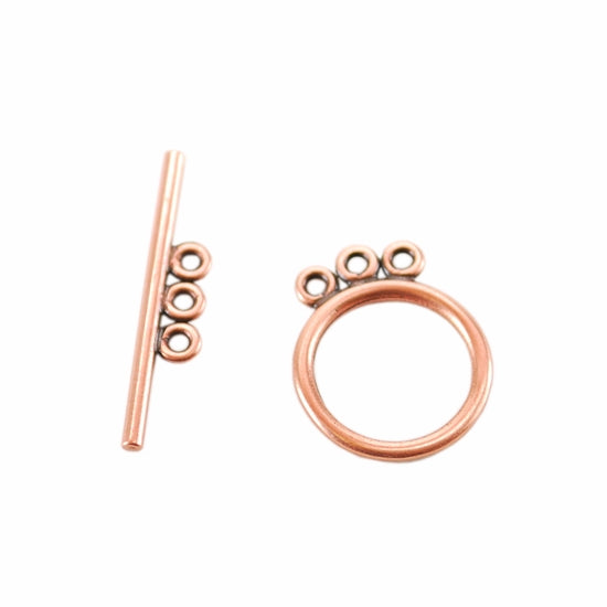 Copper Plate Toggle Clasp – 3 Strand Circle – 1 Set Fashion