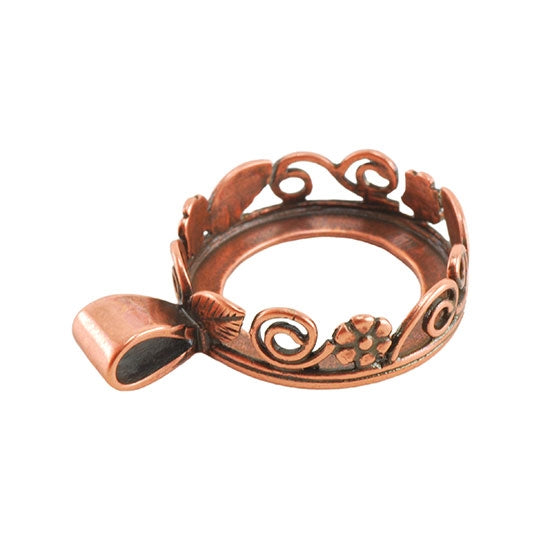 Copper Plate Pendant Setting – Floral Garden Round 16mm Pkg/1 Online now