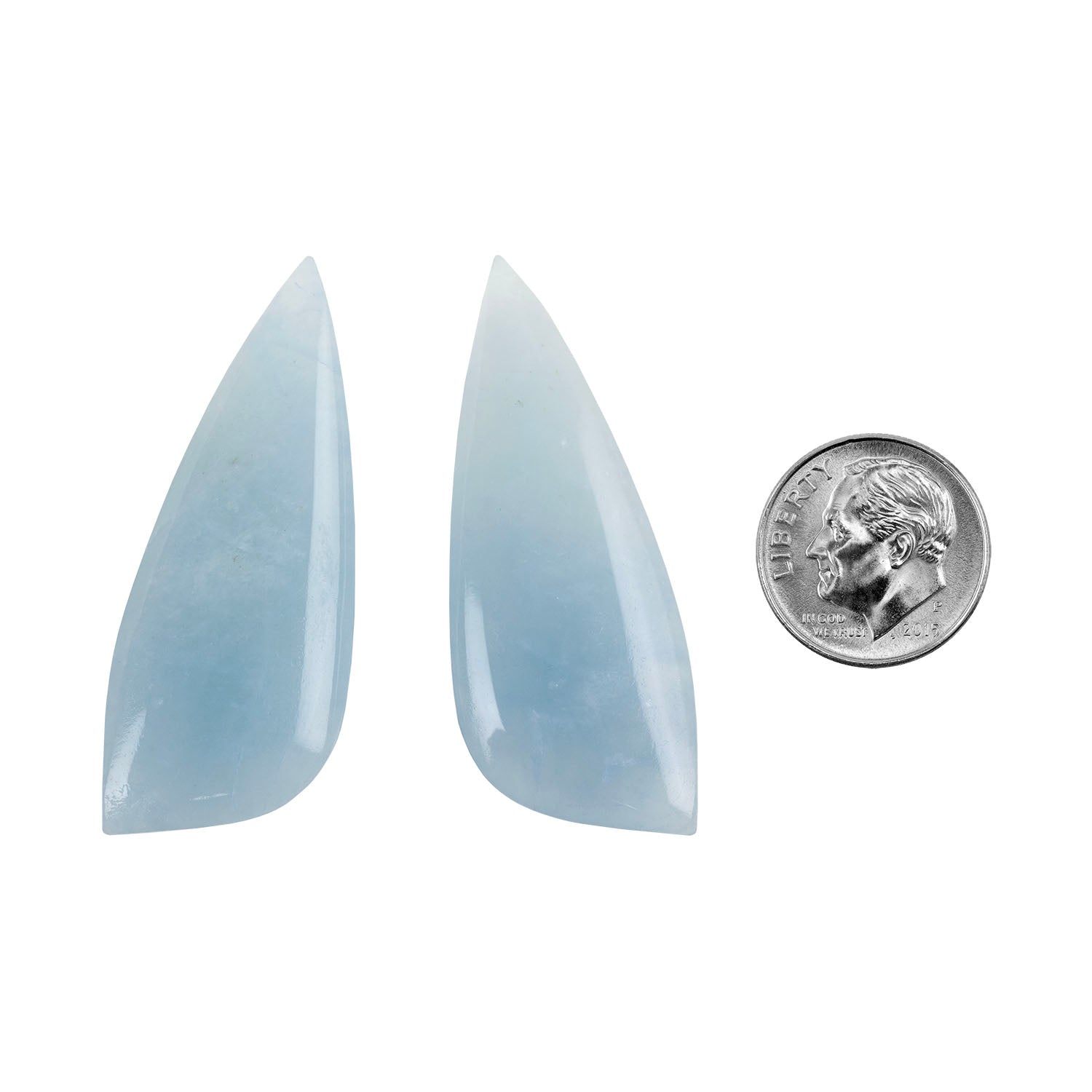Aquamarine Gemstone  – Cabochon Freeform Matched Pair – 45mm X 17mm – 1 Pair Sale