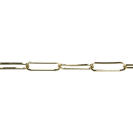 Brass Flat Elongated Oval Chain – Real 18K Gold Plated – By the Foot Online now