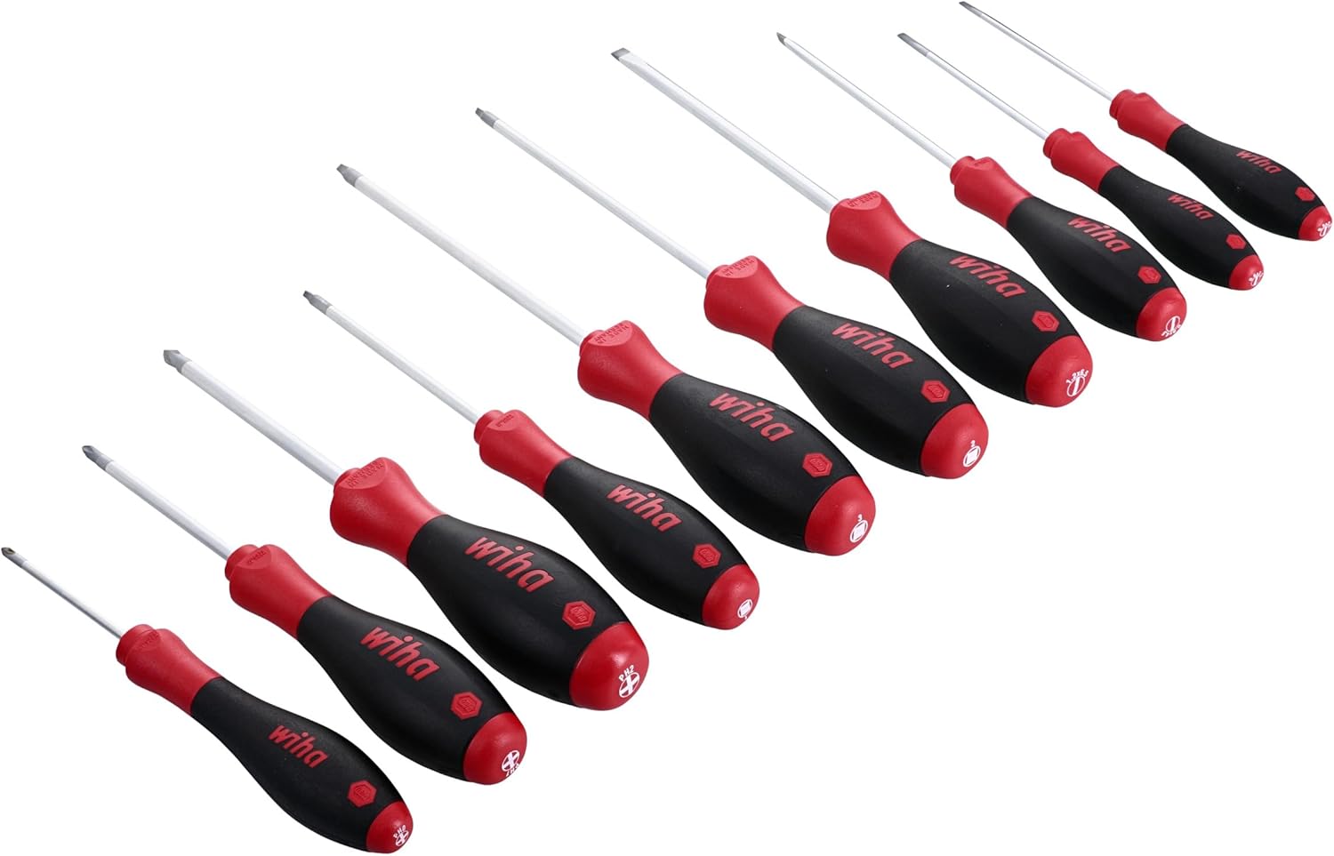 Wiha 30290 SoftFinish Grip ScrewDriver Set, Slotted 3.0-6.5, Phillips Number 0 -2 and Square Number 1-3, 10-Piece Set Online now