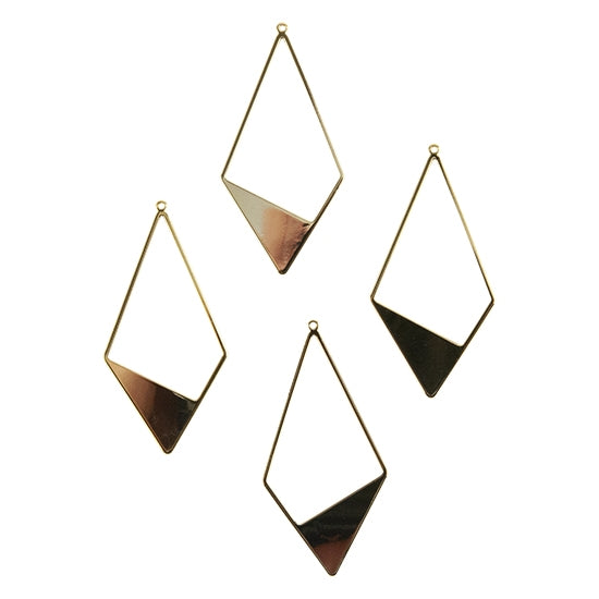 Brass Pendants – Rhombus – 18k Gold Plated – Pkg/4 Hot on Sale