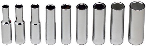 Wright Tool 208 1/4″ Drive 6 Point Deep Socket Set, 1/4″ – 1/2″ (9-Piece) Fashion