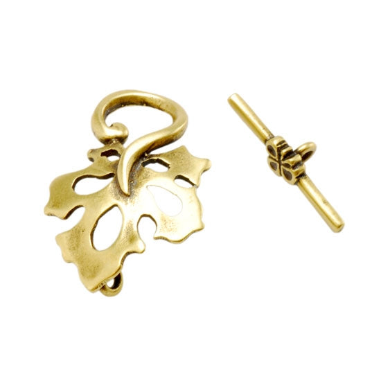 Bronze Plate Mini Toggle Clasp – Oak Leaf 23mm x 17mm – 1 Set Fashion