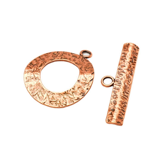 Copper Plate Mini Toggle Clasp – Textured Ring – 1 Set Online Sale