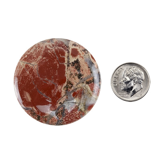 Brecciated Jasper Gemstone – Cabochon Round 40mm – Pkg/1 Supply