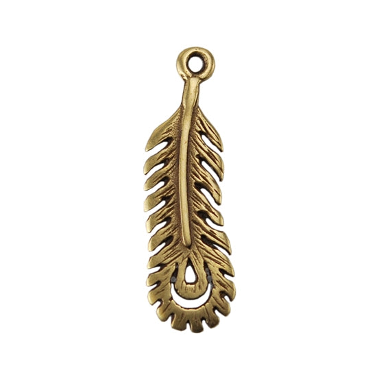 Bronze Plate Charm – Peacock Feather Medium 19mm x 2mm Pkg/1 Supply