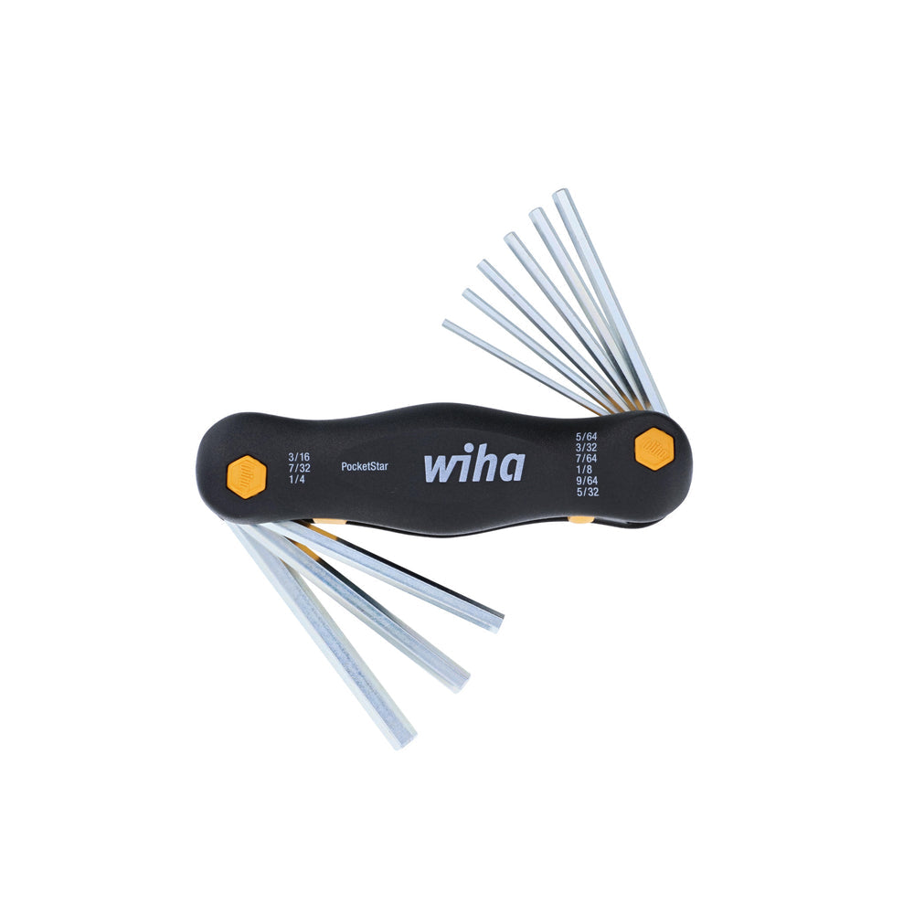 Wiha 35197 Inch Pocket Star Fold Up Key Set with Large Ergo Handle, 9-Piece Online Hot Sale