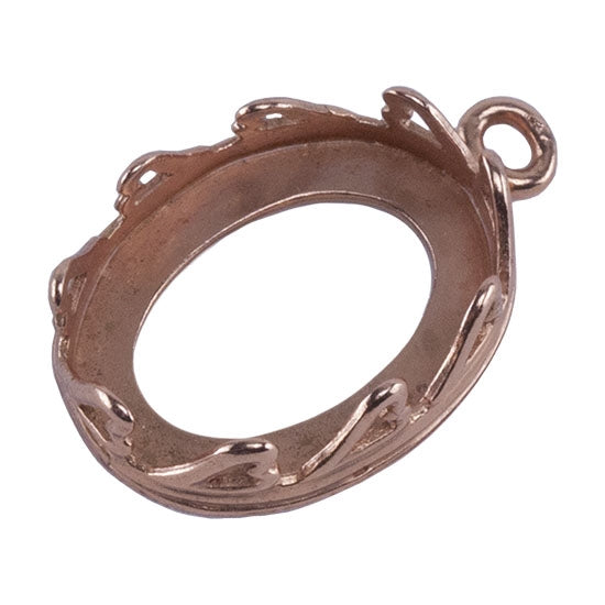 Copper Plate Pendant Setting – Hearts Oval 12mm x 16mm Pkg/1 Supply
