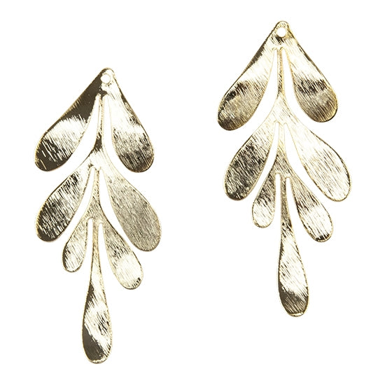 Brass Pendants – Big Leaf – 18k Gold Plated – Pkg/2 Fashion