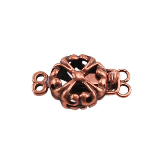 Copper Plate Double Strand Clasp – Puffed Fleur Pkg/1 Online Sale