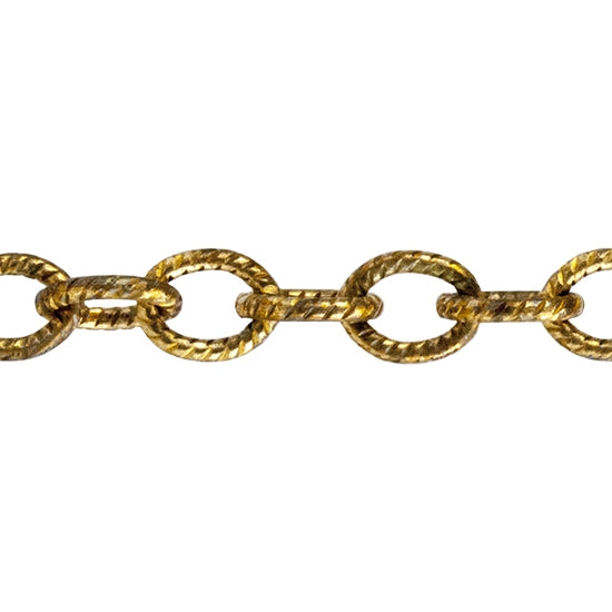 Brass Chain – Textured Oval Cable 5mm – By the Foot Hot on Sale
