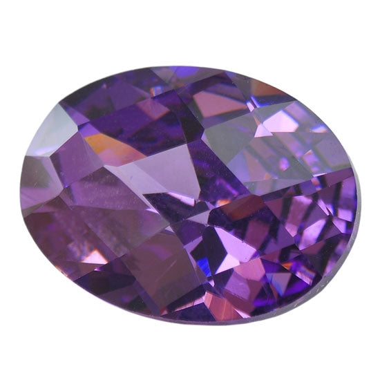 Cubic Zirconia – Amethyst – Oval – Checkerboard Hot on Sale