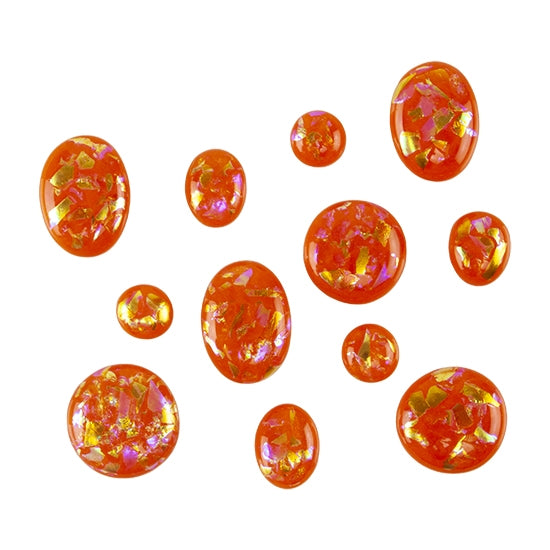 Dichroic Cabochons – Tangerine Orange Opalescent Online now