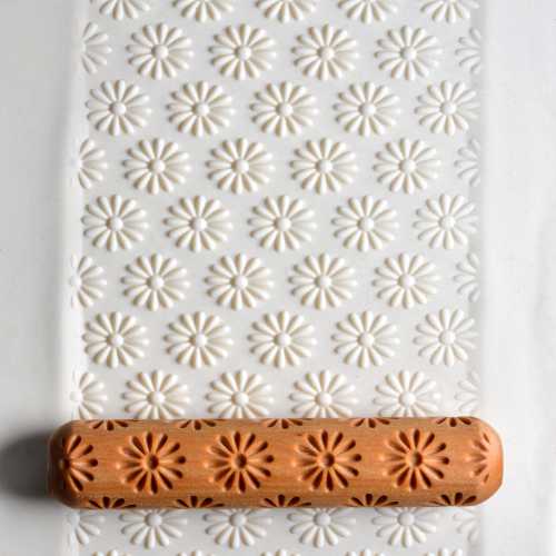 Large Wooden Hand Roller – Geometric Daisies Online