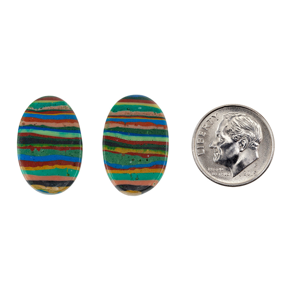Rainbow Calsilica – Oval Cabochon 21mm x 14mm – Matched Pair Online