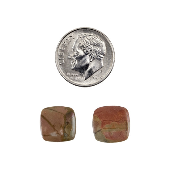 Red Creek Jasper – Cabochon Cushion 11mm – Matched Pair Online Hot Sale