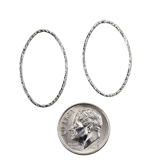 Sterling Silver Textured Oval Link Closed 17 x 27mm – Pkg/2 Fashion