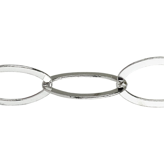Silver Plate Chain – Flat Open Cable 16.64mm – By the Foot Online Hot Sale
