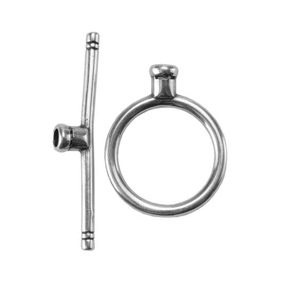 Silver Plate Toggle Clasp – Round Thin Medium – 1 Set Online Sale