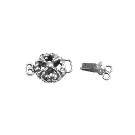 Silver Plate Double Strand Clasp – Puffed Fleur Pkg/1 Online Hot Sale