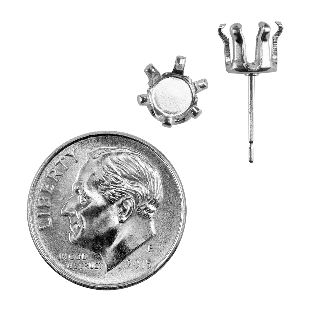 Sterling Silver Snap-Set Prong Setting with Post – Round Supply