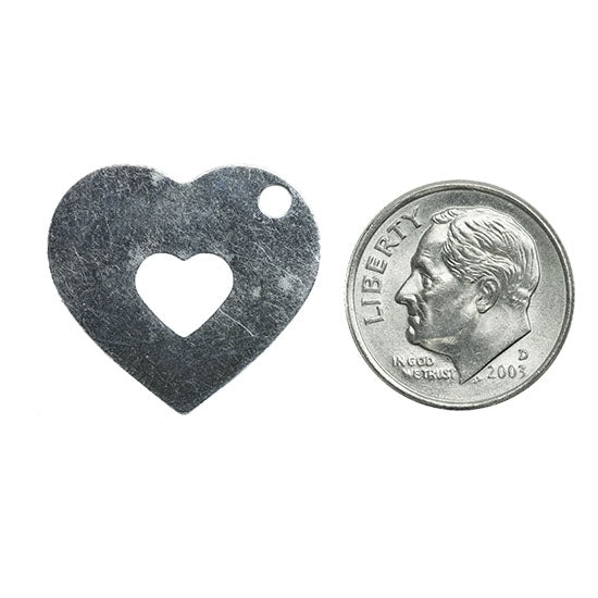 Sterling Silver Plate Blank – Hollowed Heart – 19mm x 21mm Pkg/2 Online Sale