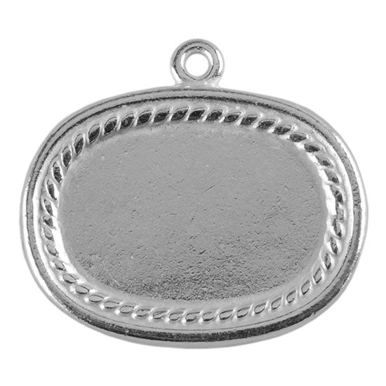 Silver Plate Shape – Framed Oval Pendant – 20mm x 26mm Pkg/2 Online Hot Sale