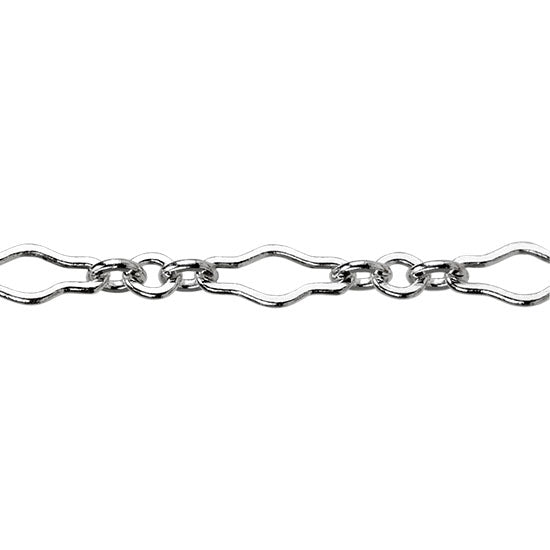 Sterling Silver Chain – Fancy Krinkle Long & Short – 6.8 x 3.2mm – By the Foot Online Hot Sale