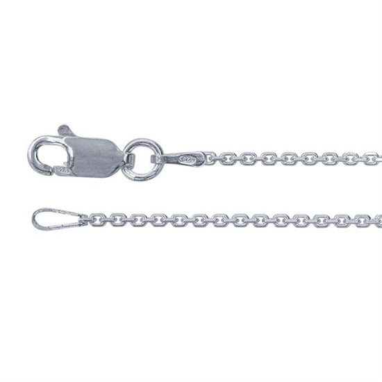 Sterling Silver Chain – 1.3mm Beveled Oval Cable with Lobster Clasp – 16 inch – Pkg/1 Supply