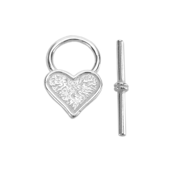 Silver Plate Toggle Clasp – Mini Heart – 1 Set Fashion