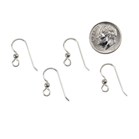 Sterling Silver Heavy Earwires with Loop and Silver Bead – 2 Pair on Sale