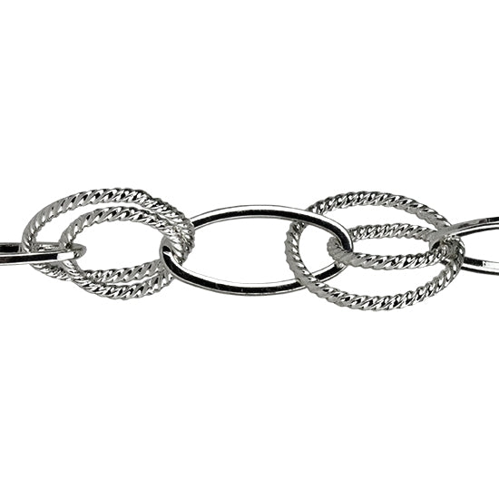 Silver Plate Chain – Mix Open Cable 8.25mm – By the Foot Fashion