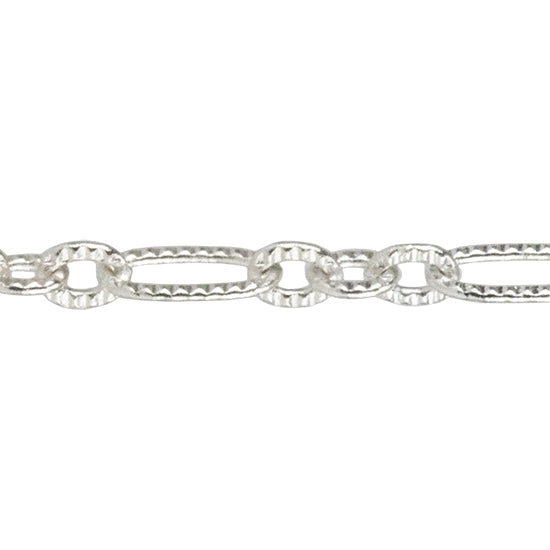 Silver Plate Chain – Pattern Link 1.33mm – By the Foot Sale