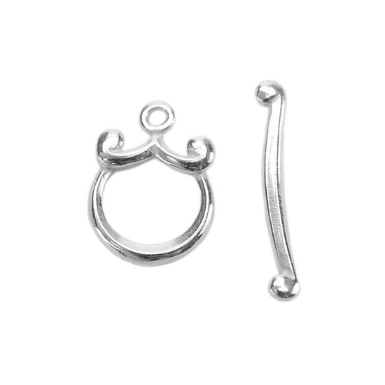 Silver Plate Toggle Clasp – Mini Curl – 1 Set Discount