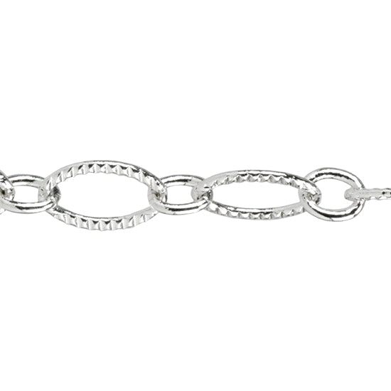Silver Plate Chain – Pattern Link 6.88 mm – By the Foot Supply