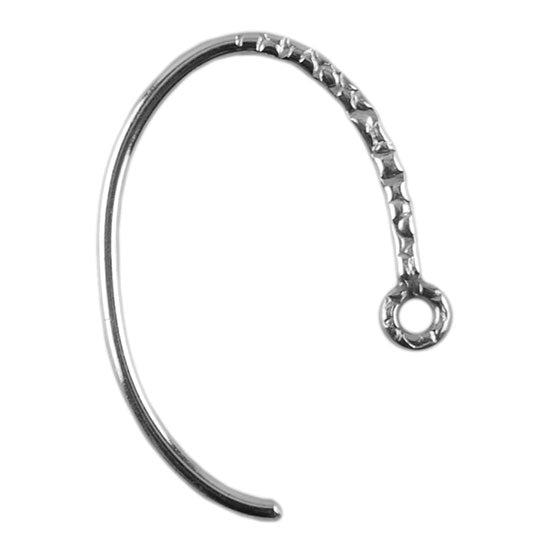 Sterling Silver Earwires – Fancy Textured with Loop – 1 Pair Online Sale