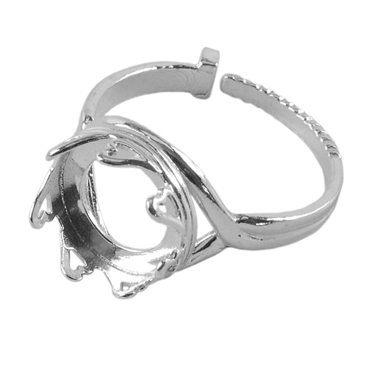 Sterling Silver Hearts Setting Adjustable Crimp Ring – Round Fashion