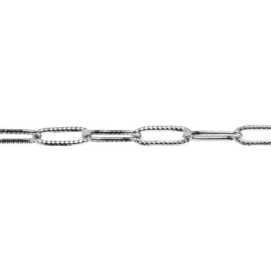Stainless Steel Flat Elongated Textured Oval Chain – Real 18K Gold Plated – By the Foot Supply