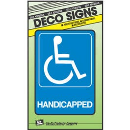 “Handicapped” Sign, Blue & White Plastic, 5 x 7-In. Online Hot Sale