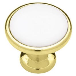 1.25-In. Brass/ White Cabinet Knob Hot on Sale